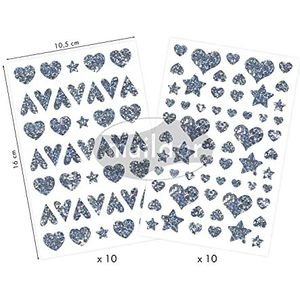 MAILDOR AE221C – zakje met 20 stickers, holografische hartjes/sterren, geometrische gummen, glanzend effect, voor kinderen, creatieve vrije tijd, 10,5 x 16 cm, 1020 gums