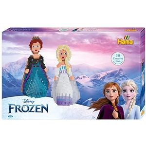 Hama - Doos Frozen 2"" 3D – 6000 kralen en 2 platen – strijkkralen midi-maat – knutselplezier 7915 roze/blauw/wit/geel/zwart/paars, groot