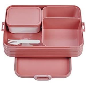 Mepal - Lunchbox Bento Take A Break voor groot - Lunchbox met vak - Lunchbox voor sandwiches, kleine snacks en restjes - Snack & Lunch - 1500 ml - Vivid Mauve