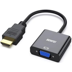 BENFEI HDMI naar VGA, vergulde HDMI naar VGA-adapter compatibel (mannelijk naar vrouwelijk) voor computer, desktop, laptop, pc, monitor, projector, HDTV, Chromebook, Roku, Xbox en meer - Zwart
