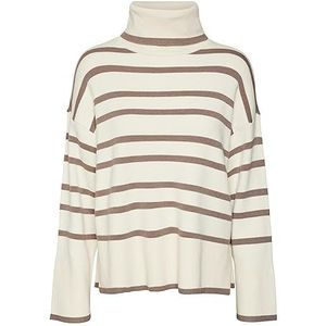 VERO MODA Vmsaba LS Pullover met rolkraag Ga Noos dames, Berken/strepen: bruin Lens