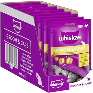 Whiskas Groom & Care Friandises pour chat adulte en sachet portion avec poulet 8 x 45 g