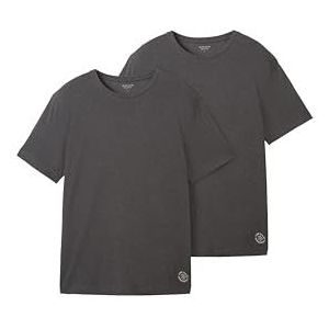 TOM TAILOR 1042385 Basic T-shirt voor heren, set van 2, 11086 - donkergrijs mengsel
