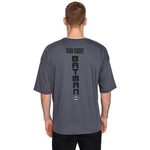 Trendyol T-shirt en tricot à col rond surdimensionné pour homme, Anthracite, XL