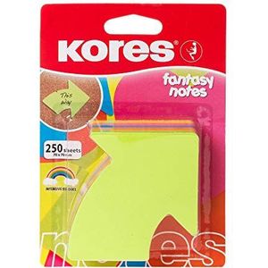 Kores - Fantasie: zelfklevende notities in pijlvorm, kleurrijk, 70 x 70 mm, verpakking met 1 x 250 vellen in 5 verschillende kleuren