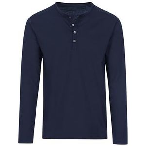 Trigema Herenshirt met lange mouwen en knoopsluiting, Navy Blauw