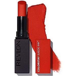 Revlon, ColorStay Suede Ink, lippenstift, matte afwerking, levendige kleur, verzorgende en veganistische formule, verrijkt met vitamine E, nr. 014 Spit Fire, 2,55 g