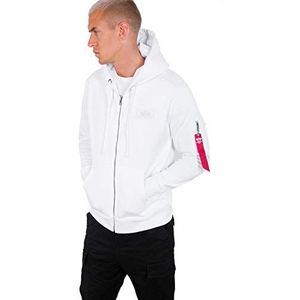 ALPHA INDUSTRIES Heren Zip Hoodie, Wit.