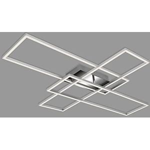 BRILONER - Led-plafondlamp met geheugenfunctie 50 W, 6600 lumen, 3000 Kelvin, chroom aluminium, 1040 x 710 x 95 mm (l x h)