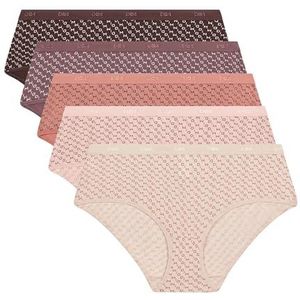 DIM Les Pockets Kleurrijke Katoenen X5 Boxershorts voor Dames (Set van 5), Sweet Logo Pack