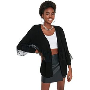 Trendyol Dames gebreide jas omslagkraag regular fit zwart L, zwart.