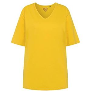 Ulla Popken Basic T-shirt, V-hals, casual, halbarm T-shirts voor dames, Gelb