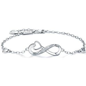 Billie Bijoux Infinity armband 925 sterling zilver - symbool van eindeloze liefde, verstelbare armband met charme voor dames, Moederdag