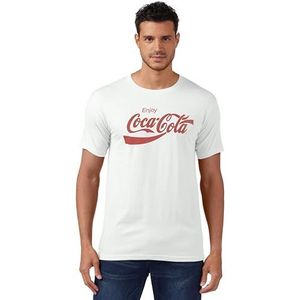 Coca-Cola T-shirt met korte mouwen voor heren, wit, L, Wit.