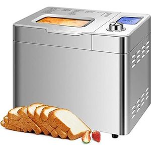 COOCHEER Broodbakmachine met een capaciteit van maximaal 900 g, intelligente en automatische programma's, 3 broodmaten, 550 W, 36 x 22 x 30 cm, zilver