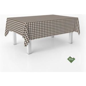 ECOMMERC3 Vichy Vlekafstotend tafelkleed voor rechthoekige tafel, afmetingen 180 x 140 cm, Vichy tafelkleed, extra zacht en waterdicht, bruin