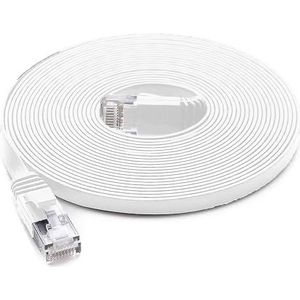 PNI S/STP CAT7 U7200W platte netwerkkabel, 2x RJ45, 4 paar draden, 32AWG, koper, 10Gbps, 600MHz, 20m, wit