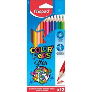 Maped - Color'Peps Classic Kleurpotloden - 12 levendige kleuren - Ergonomische driehoekige kleurstift - Kartonnen etui met 12 FSC-gecertificeerde houten potloden