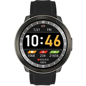 Watchmark WM18 smartwatch leer zwart