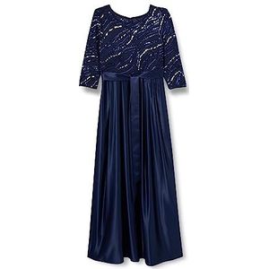 Gina Bacconi Gina Bacconi Lange satijnen cocktailjurk dames, Navy Blauw