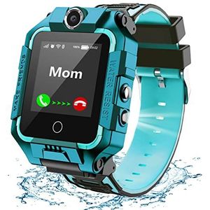 LiveGo Smartwatch 4G, jongens en meisjes, waterdicht, GPS-tracking, 360 graden draaibaar, camera, wifi, SOS, geschikt als verjaardagscadeau voor scholieren van 3 tot 12 jaar (T10 Cyan01)