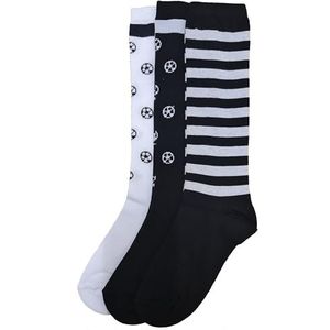 Fontana Calze 3cc_bi_lu lange sokken voor kinderen, warm, katoen, stretch, uniseks, kinderen, 3 stuks, Wit/Zwart