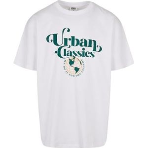 Urban Classics Organic Globe Logo T-shirt voor heren, biologisch katoen, 2 kleuren, XS-5XL, Wit