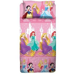 Princess, Eenpersoonsbeddengoed, Disney eenpersoonsbed, laken, kussensloop, roze, Disney, 100% katoen, officieel product