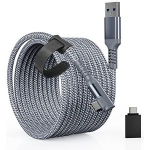 Tiergrade Link-kabel, 6 m, compatibel met Quest2/Pico 4, USB A naar C kabel met 5 Gbps gegevensoverdracht, nylon gevlochten USB 3.0-kabel voor VR-hoofdtelefoon en gaming-pc