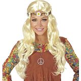 Widmann 04658 Hippie/middeleeuwse pruik blond met hoofdband, carnaval, themafeest