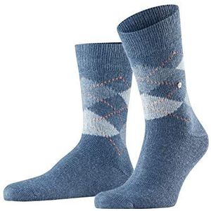 Burlington Heren Preston dikke sokken platte naad zonder druk op de tenen kleurrijk fantasiepatroon mode argyle eenheidsmaat cadeau-idee fijn garen zacht 1 paar, Blauw (Orion Blue 6221)