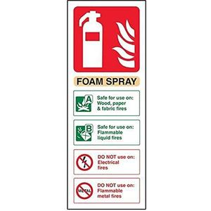 VSafety schuimplaat met opschrift ""Spray Id Not Electrical Safe"", staand formaat, 75 mm x 200 mm, hard plastic, 2 mm