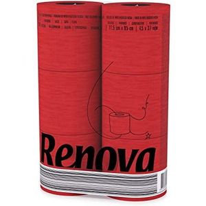 Renova Black Label Rood Hygiënisch papier, 3-laags, kleurrijk en dubbelzijdige technologie, 6 rollen