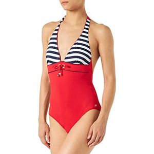 Haute pression Y1006 damesbadpak met strepen, rood (marineblauw gestreept)