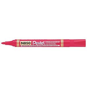 Pentel Permanent marker N850, ronde punt, rode inkt, 1 verpakking van 12 markeerstiften
