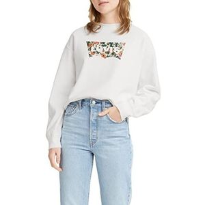 Levi's Graphic Standard Crewneck Sweatshirt voor dames (1 stuk), Gardenia Bloemen Batwing Logo