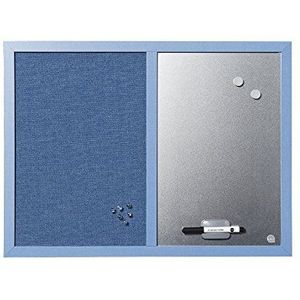 Bi-Office Blue Bells Memoboard van blauwe stof, magnetisch, zilverkleurig, 60 x 45 cm, MDF-frame, blauw