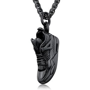 U7 Sneaker Shape roestvrij stalen hanger ketting, zwart/verguld kleur, Gym schoenen kostuum sieraden voor sport fans, Gift voor mannen BBF, Gegraveerd beschikbaar, Stuur geschenkdoos