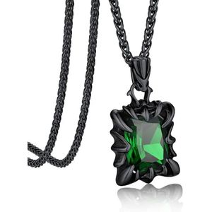 Bandmax Halsketting voor heren, gothic, zwart, van staal, rood/blauw/groen/zwart, met verstelbare spiga-ketting, 3 mm/55 + 5 cm, Roestvrij staal
