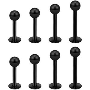 Gojewen 8 stuks lippen labret piercing 6 mm 8 mm 10 mm oorbellen roestvrij staal 16G piercing labret zilver goud helix medusa labret tragus piercing maan Cz vlinder hart, Metaal