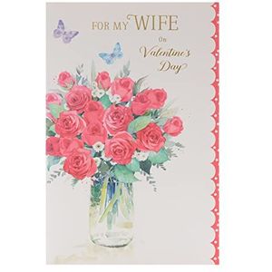 Valentijnsdag kaart met rozenvaas, voor dames