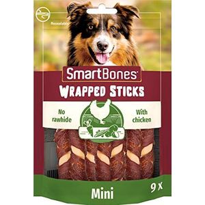 SmartBones Wrapped sticks met kip, 9 kauwstaafjes zonder dierenhuid voor volwassen honden, zeer laag vetgehalte, verrijkt met vitaminen en mineralen