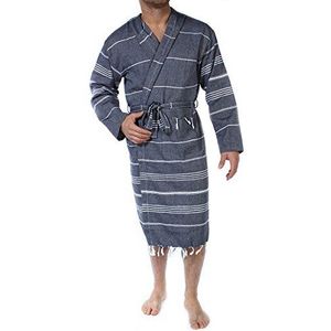 Cacala Badjas serie Pure Kimono - 100% natuurlijk Turks katoen - ultra absorberend en pluizig - sneldrogend, comfortabel en warm - uniseks, zwart.