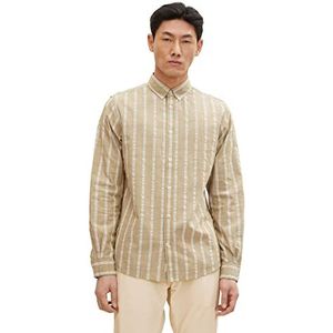 TOM TAILOR Herenoverhemd, 29039 - Olive Tonal Seersucker Check