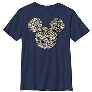 Disney Mickey Mouse Cheetah Print Silhouette Fill Boys T-shirt, marineblauw, XS, Navy Blauw