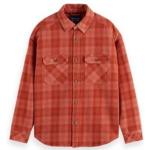 Scotch & Soda Surchemise à carreaux en denim délavé pour homme, Carreaux rouges 610, L
