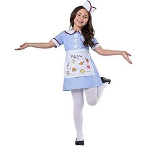 Dress Up America Diner Waitress kostuum voor kinderen, meisjeskostuum 1950 set, blauw, carhop waitress dress up voor meisjes, kleur blauw, maat 4-6