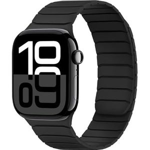 Tasikar Magnetische armband compatibel met Apple Watch 42 mm (Series 10), 41 mm, 40 mm, 38 mm, zachte siliconen, compatibel met iWatch SE Series 10 9 8 7 6 5 4 3 2 1, zwart