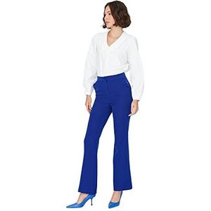 TRENDYOL Trendyol Uitlopende broek met hoge taille voor heren, damesbroek (1 stuk), Indigo blauw