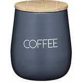 Kitchen Craft - Koffiebox van ijzer en waterdicht deksel van mangohout, koffiepot, 12,5 x 15 cm - bruin en grijs